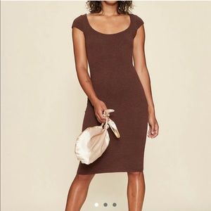 LPA Brown sweater cap sleeve midi dress